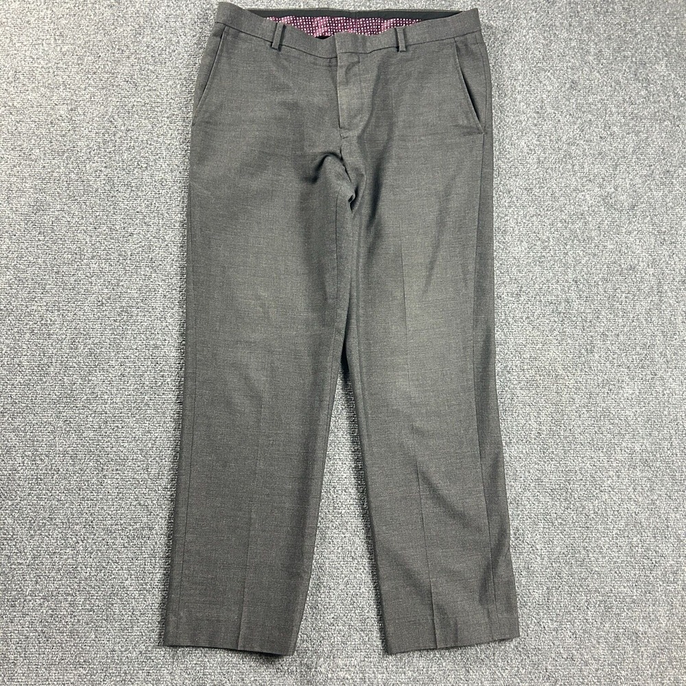 Burton Menswear Pants Adults 34x29 Gray Slacks Short Glen Check Polyester Blend